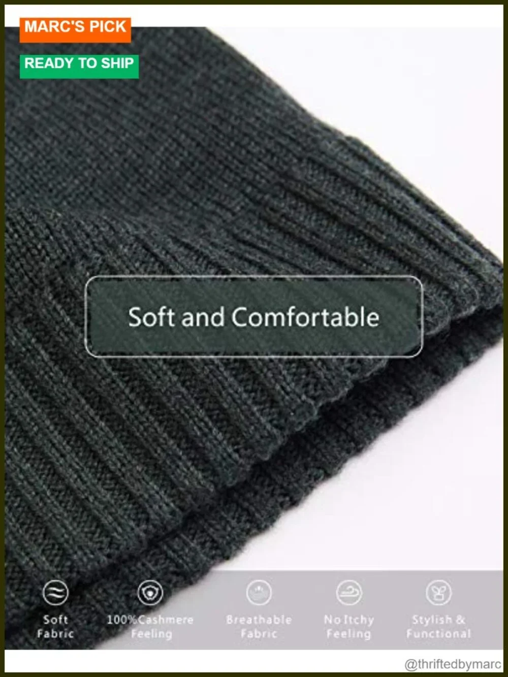 Men's 100% Merino Wool Scarf & Beanie Set